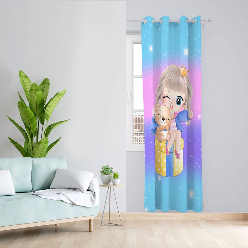 پرده مدل اتاق کودک دخترانه مخمل پانچی کد 4667 سایز 140x200 سانتی متر