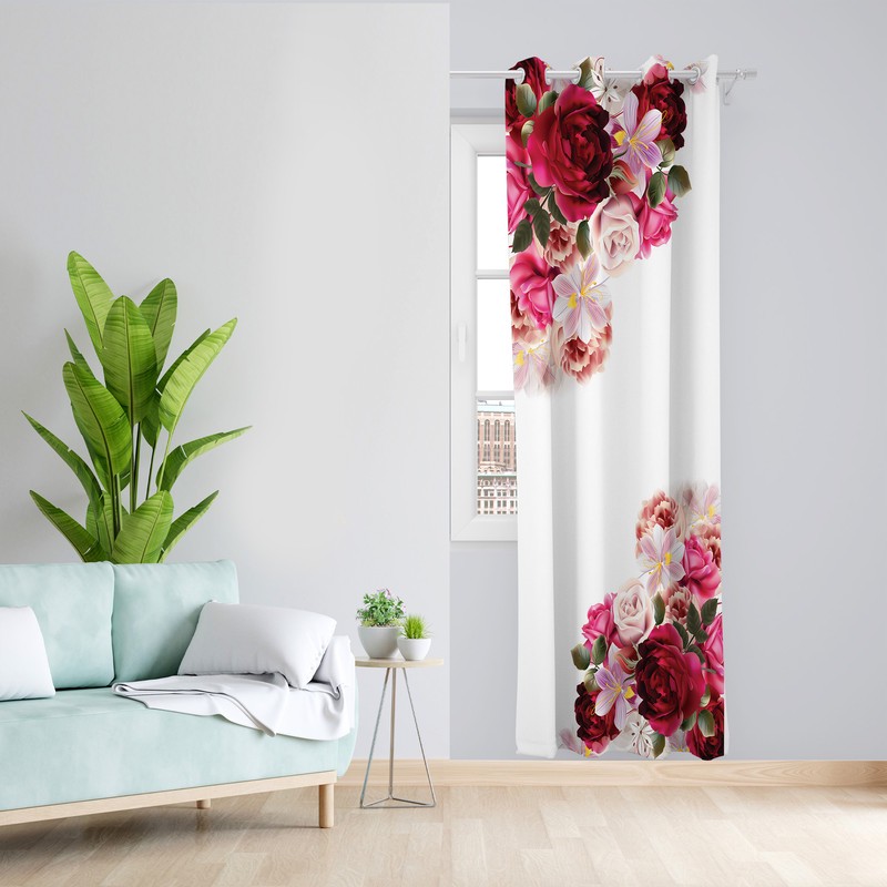 پرده طرح گل مدل مخمل پانچی کد L 436 Z سایز 140x200 سانتی متر