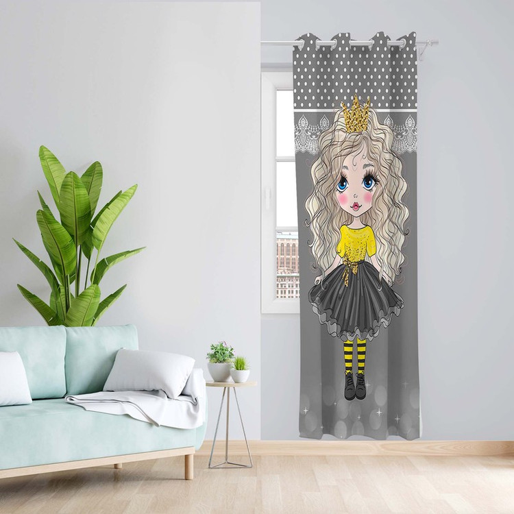 پرده طرح اتاق کودک مدل مخمل پانچی کد 1601 z سایز 140x200 سانتی متر