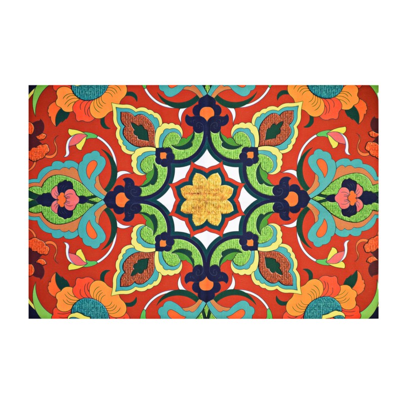 رومیزی مدل مخمل طرح کاشی کد 129