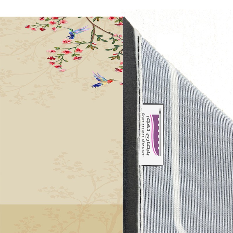 پرده بارمان دکور طرح درخت و پرنده مدل مخمل پانچی کد 4320LR W سایز 140x280 سانتی متر