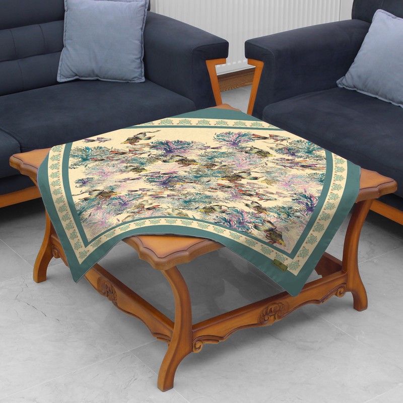رومیزی ریحانلوکس مدل ماهی کد RH111 سایز 97x97 سانتیمتر
