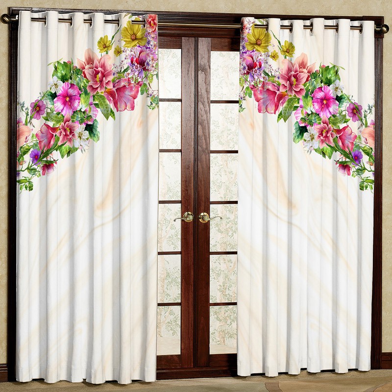 پرده بارمان دکور طرح گل مدل هازان پانچی کد 59-4258 W سایز 140x280 سانتی متر