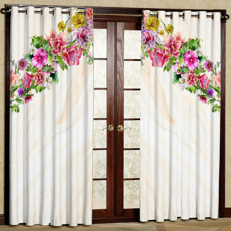 پرده بارمان دکور طرح گل مدل هازان پانچی کد 59-4258 W سایز 140x280 سانتی متر