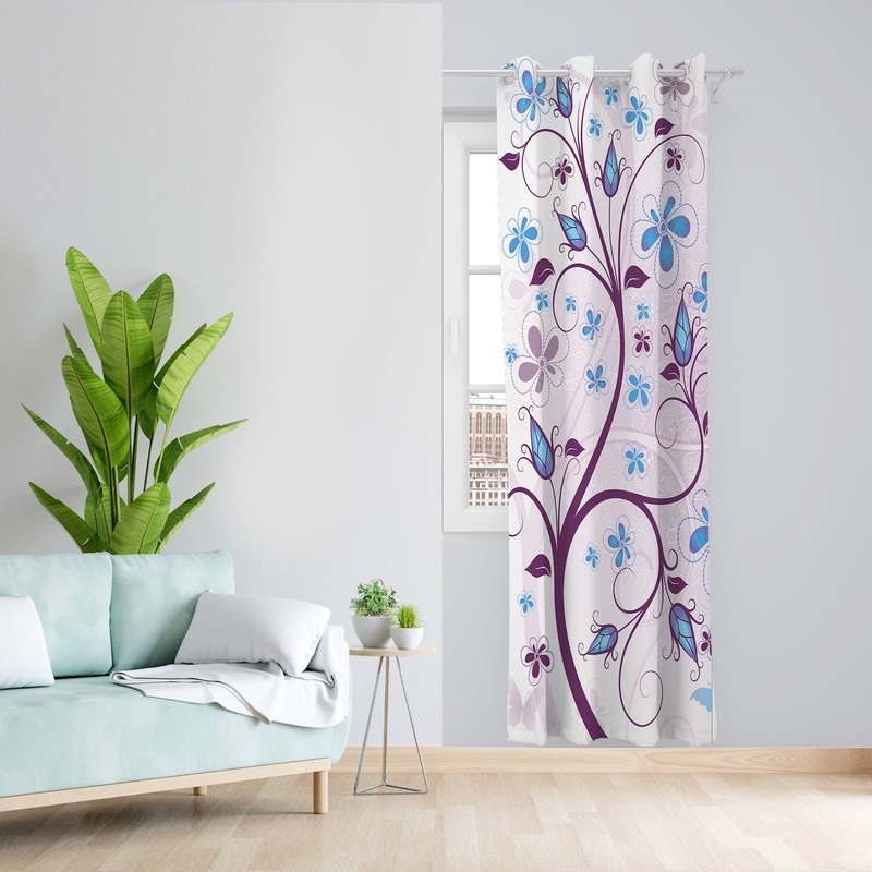 پرده طرح درخت مدل مخمل پانچی کد 2217 z سایز 140x200 سانتی متر