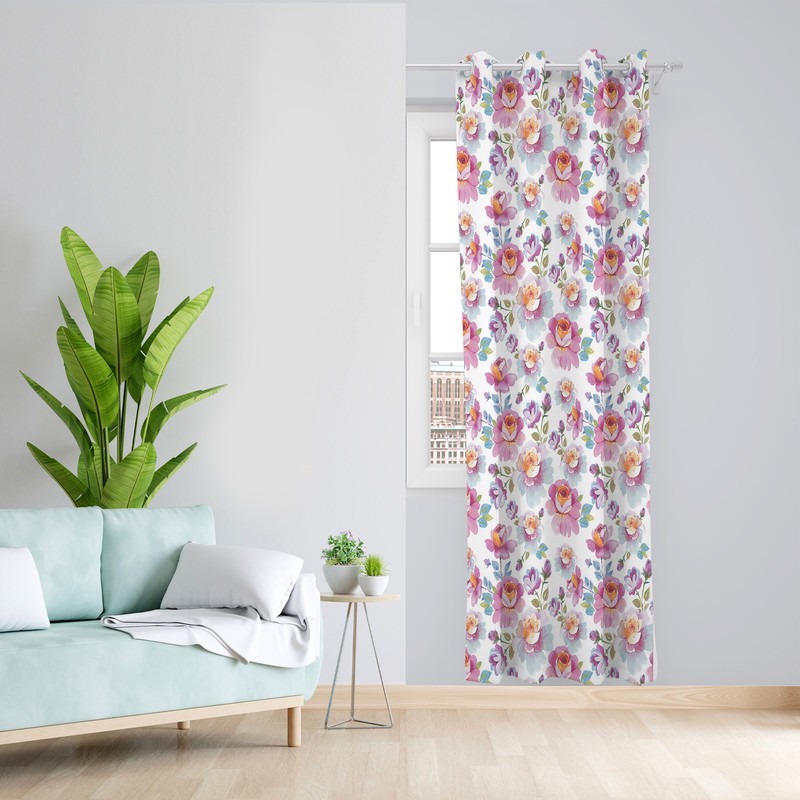 پرده طرح گلدار مدل مخمل پانچی کد L 415 Z سایز 140x200 سانتی متر