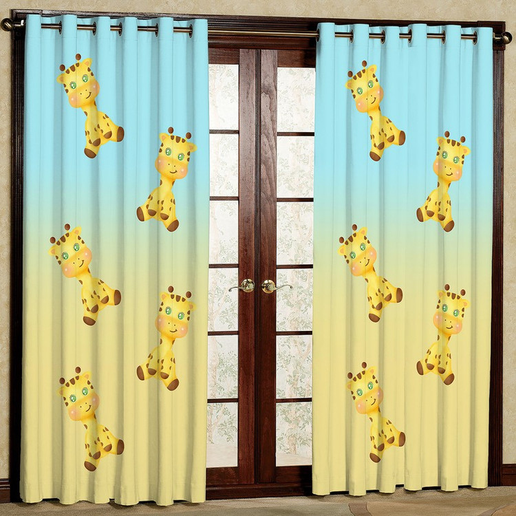 پرده مدل زرافه کوچولو هازان پانچی کد 4233 سایز 140x200 سانتی متر