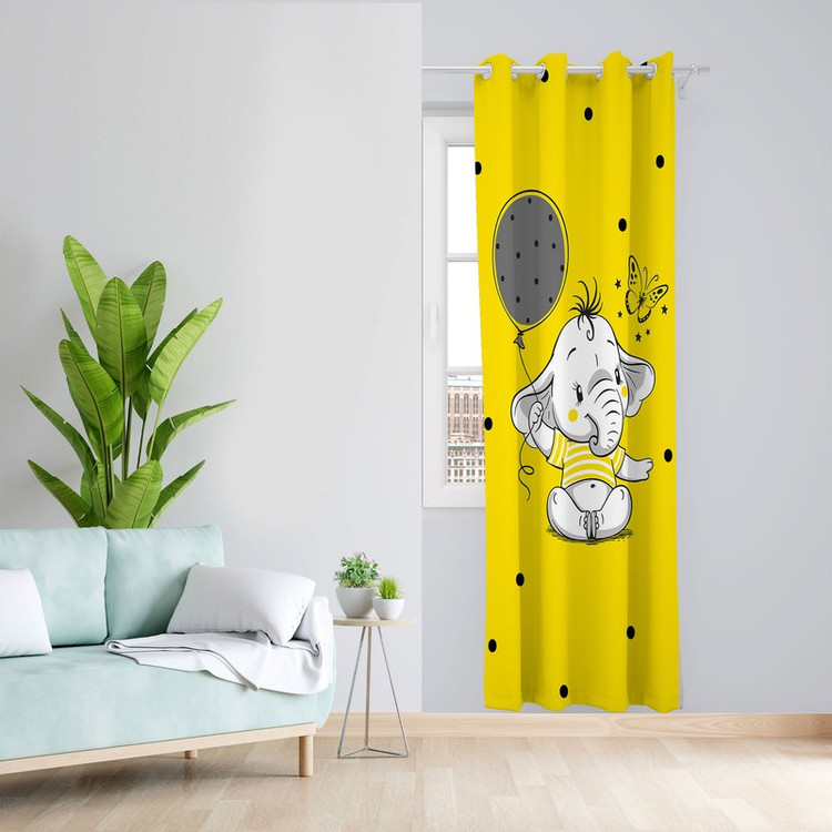 پرده مدل اتاق کودک مخمل پانچی طرح بچه فیل کد 4395b سایز 140x280 سانتی متر