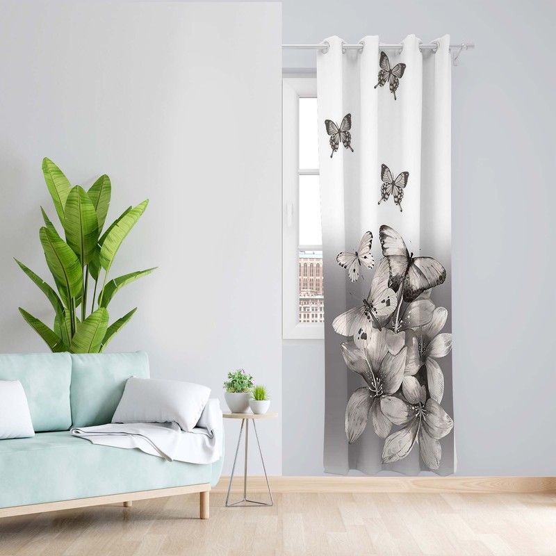 پرده طرح پروانه مدل مخمل پانچی کد 5304L z سایز 140x200 سانتی متر