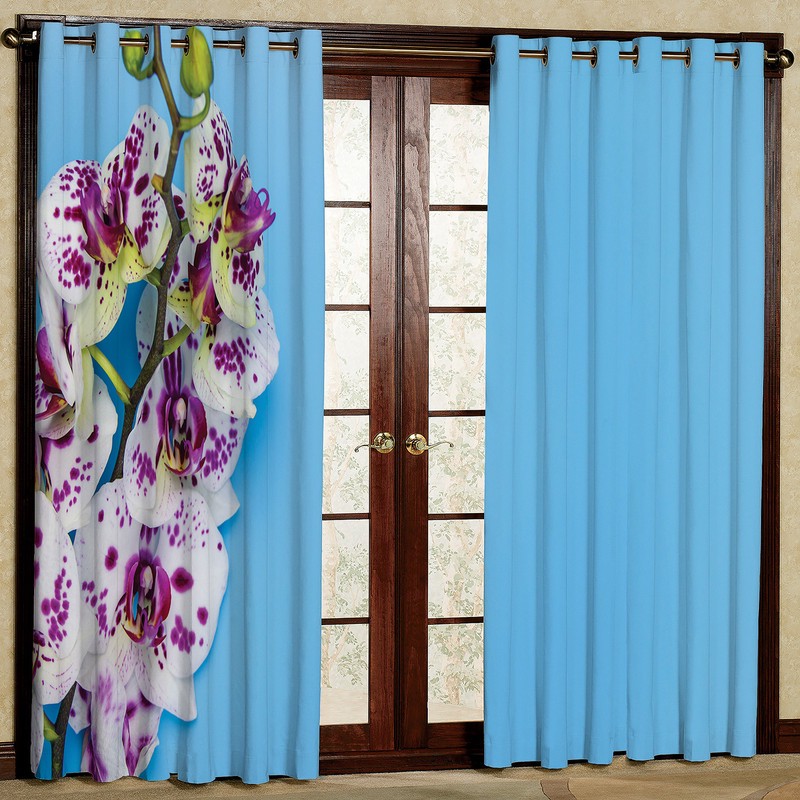 پرده مدل گل ارکیده مخمل پانچی کد 2419 سایز 200x140 سانتی متر