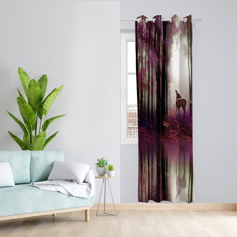 پرده طرح آهو مدل مخمل پانچی کد 2388 z سایز 140x200 سانتی متر
