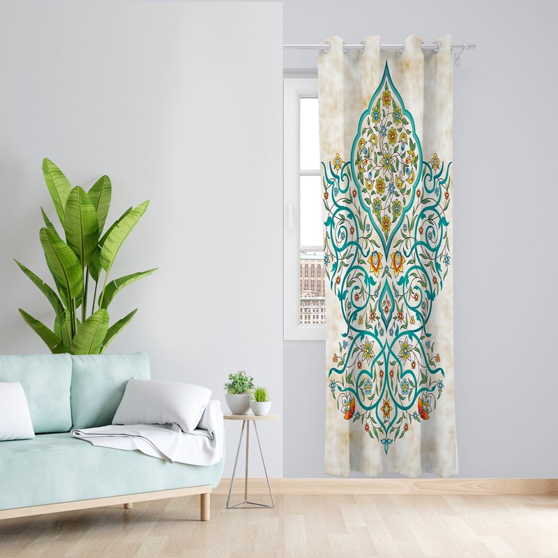 پرده طرح سنتی مدل مخمل پانچی کد 4190 z سایز 140x200 سانتی متر