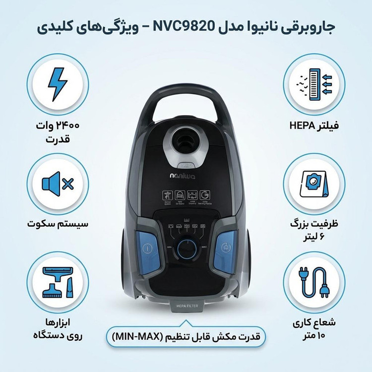 جاروبرقی 2400 وات نانیوا مدل NVC9820