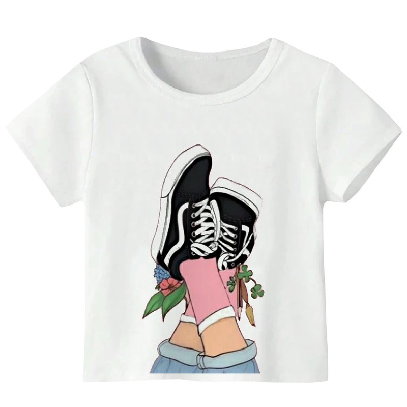 تی شرت آستین کوتاه دخترانه مدل کتونی دختر WS57