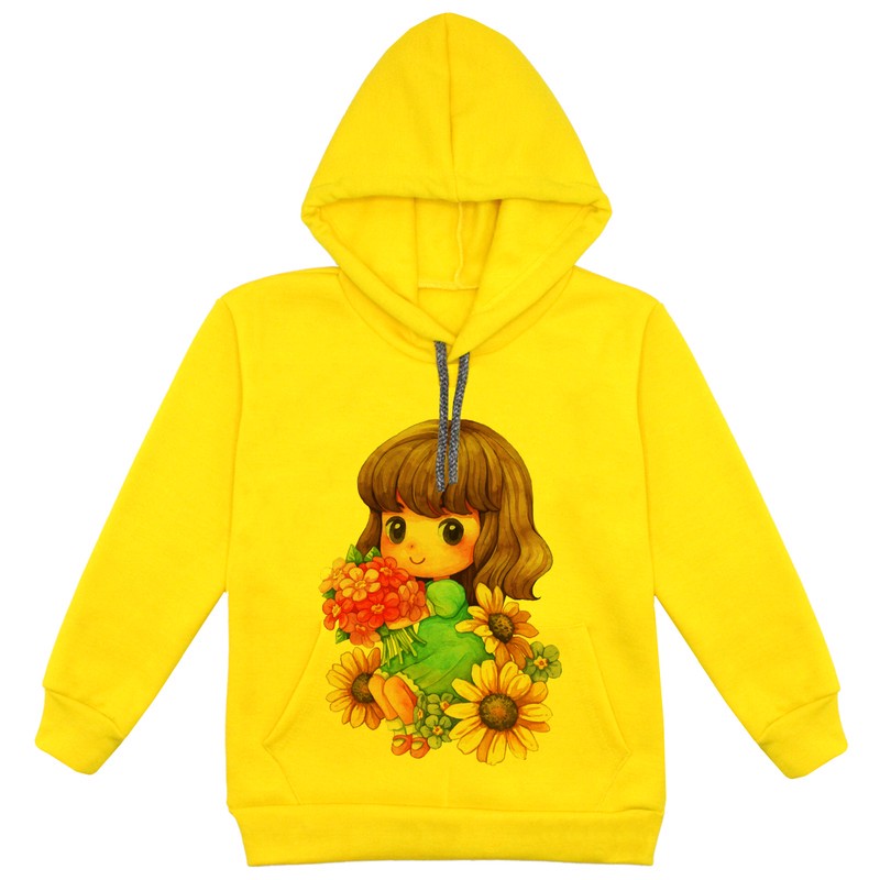 هودی دخترانه مدل دختر و گل F131