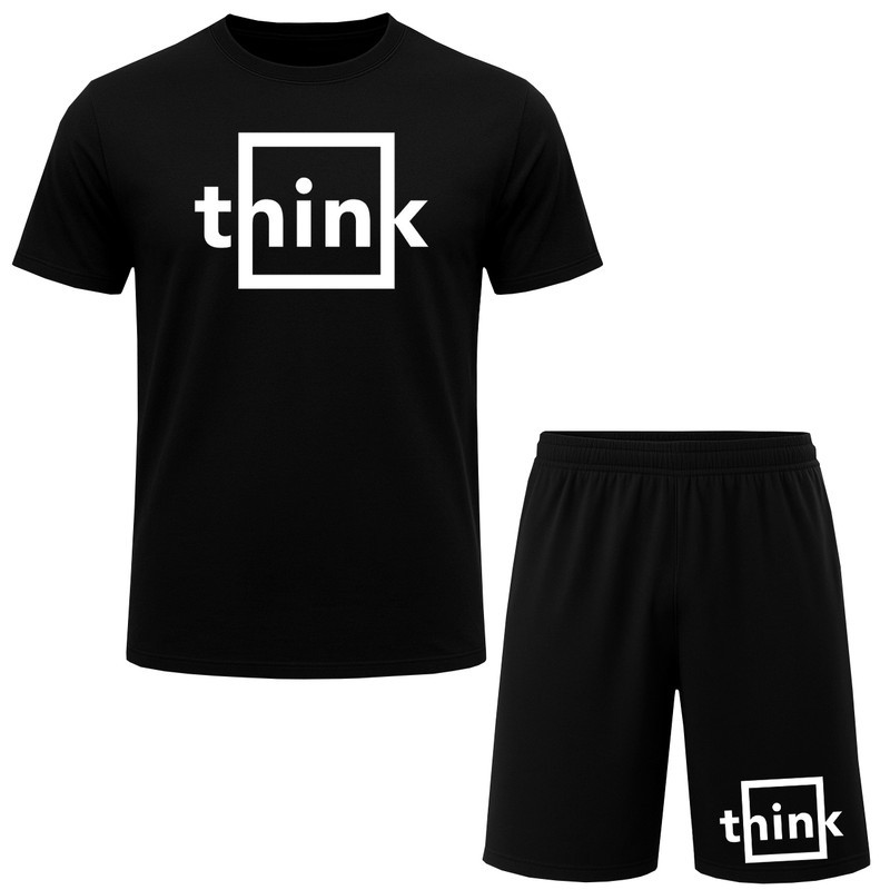 ست تی شرت آستین کوتاه و شلوارک راحتی مردانه مدل A262 طرح THINK